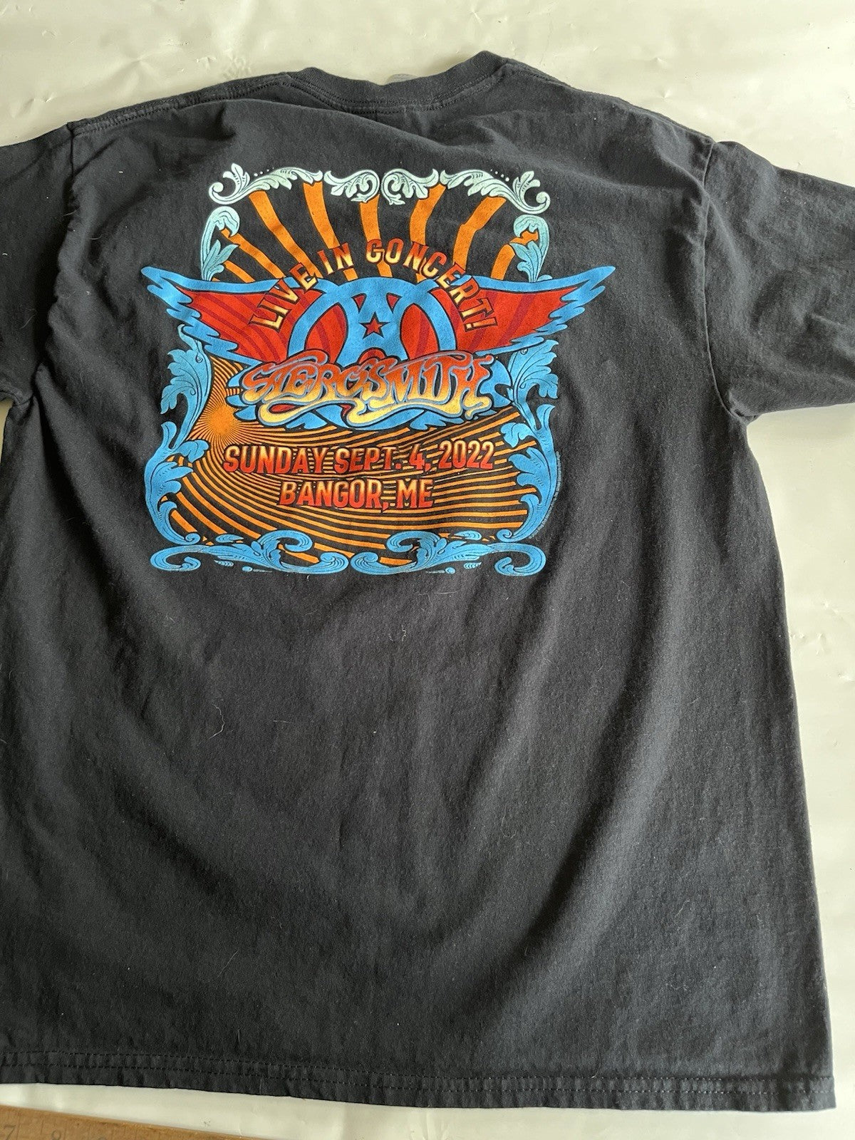 Aerosmith Black Authentic 2022 Concert T-shirt Live Bangor CONCERT Large Size