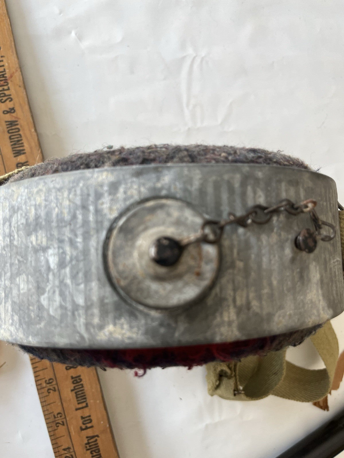 Vintage Wool & Galvanized Metal Canteen With Strap; See Photos!