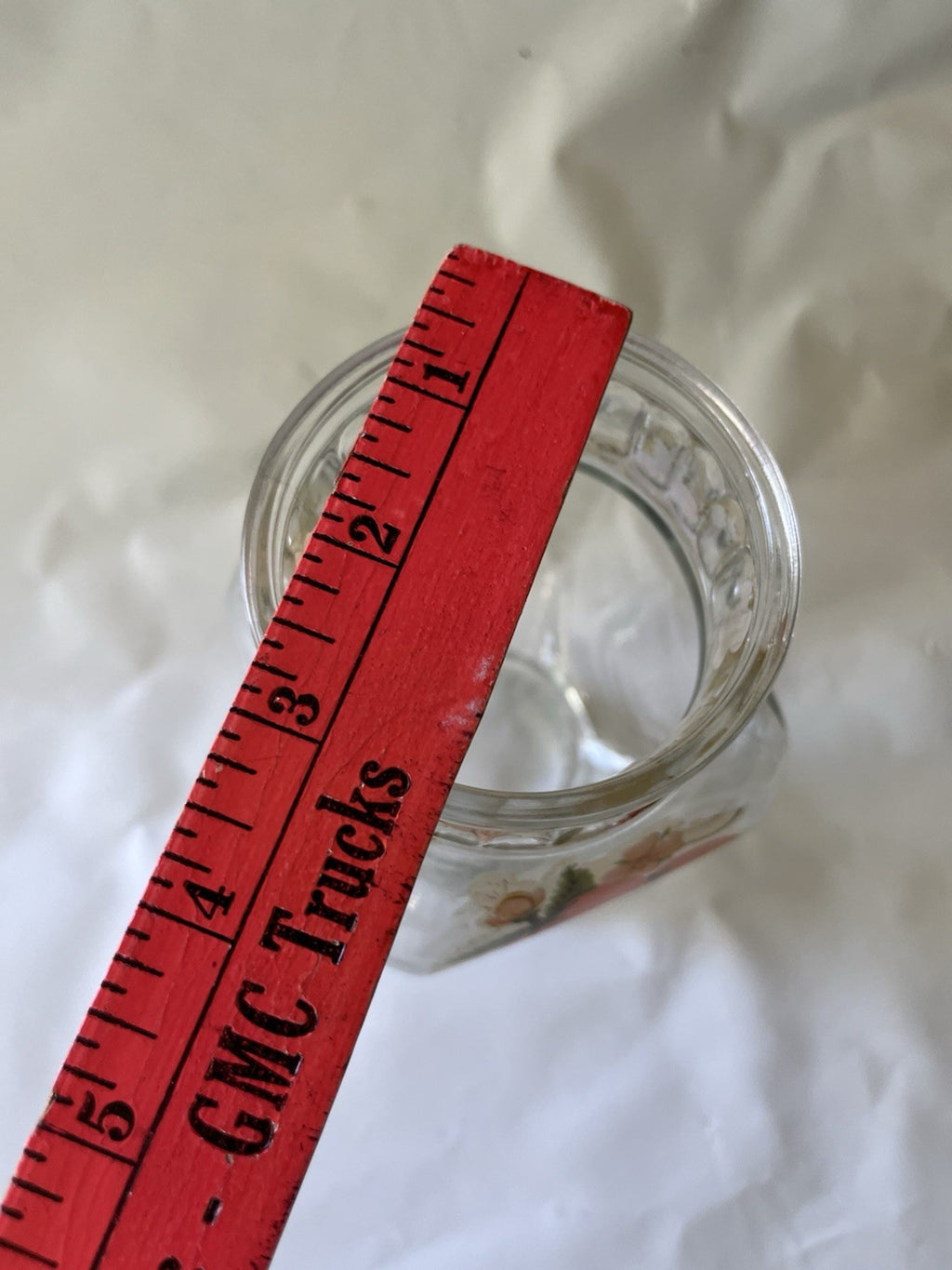 Vintage MCM 8” Tall Glass Jar With Strawberry Details And Lid