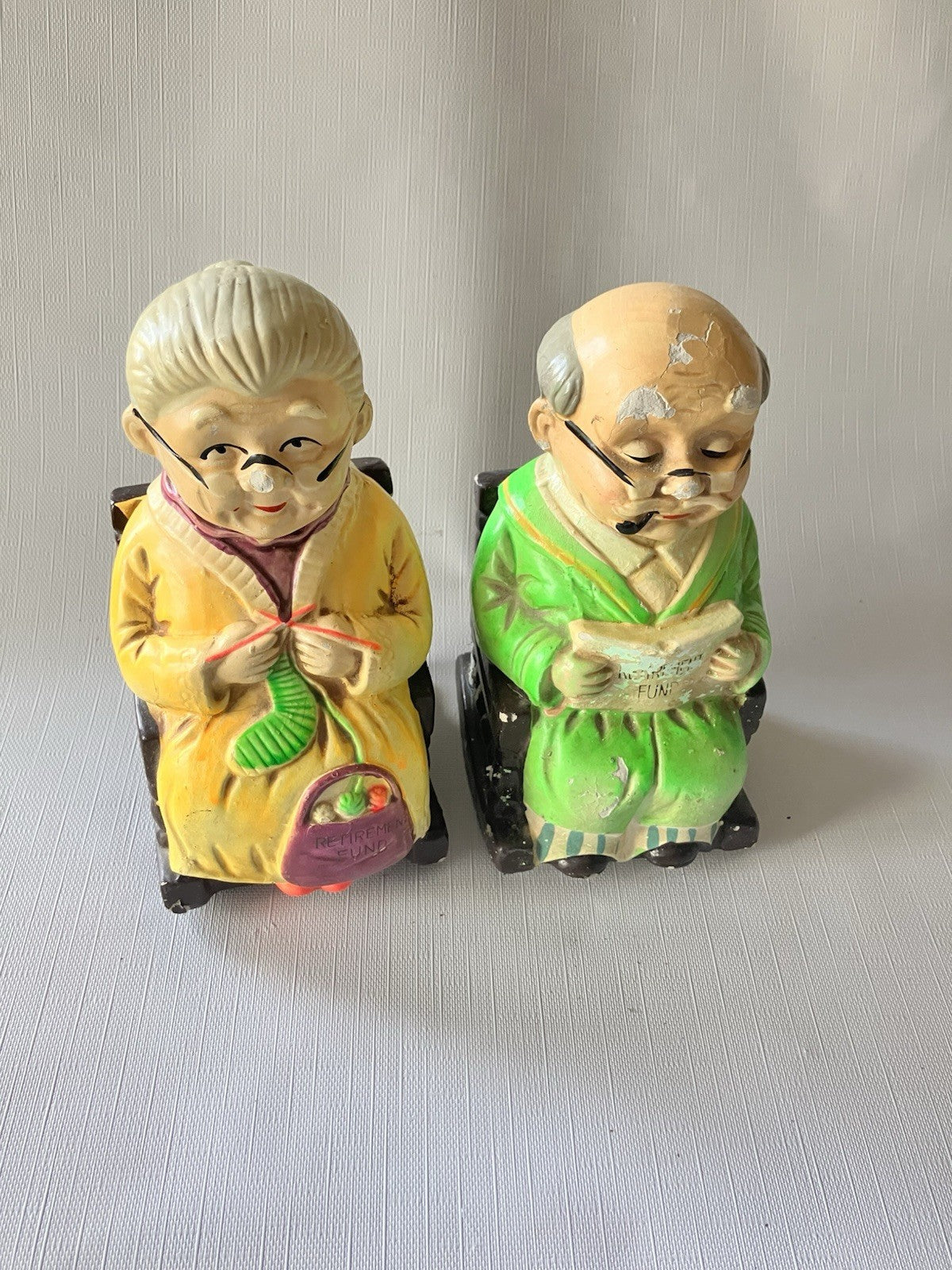 Vintage Pair Of Retirement Fund Old Folks Rocking Banks