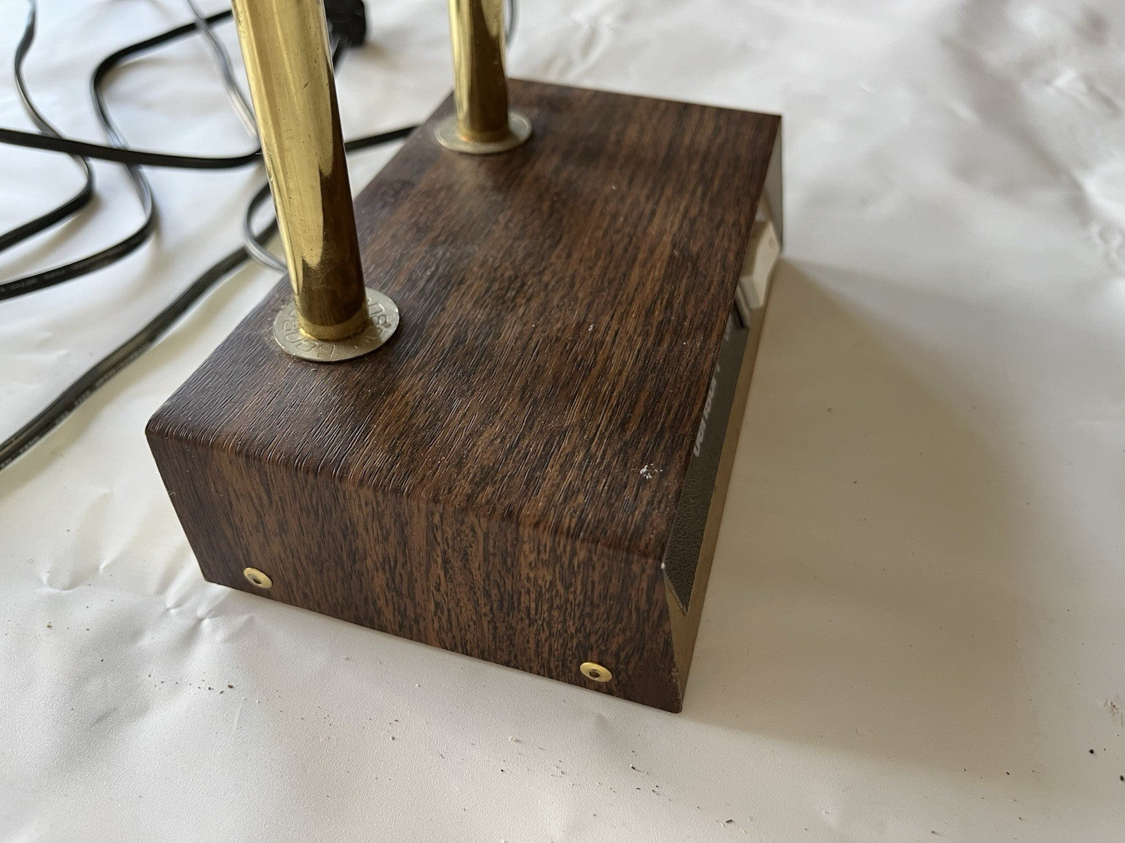 Vintage Tensor Desk Bankers Lamp In Wood And Gold Finish, 18” Side Shade. Works!