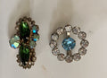 Vintage Aurora Borealis Rhinestone Small Brooches Lot Of 2.