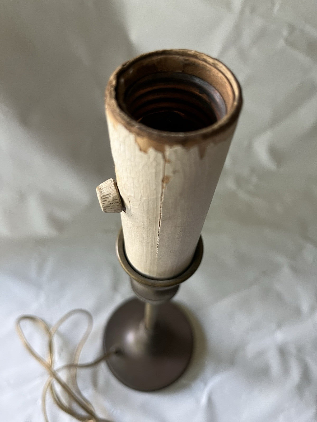 Vintage Candlestick/ Boudoir Brass Lamp, 13” Tall.