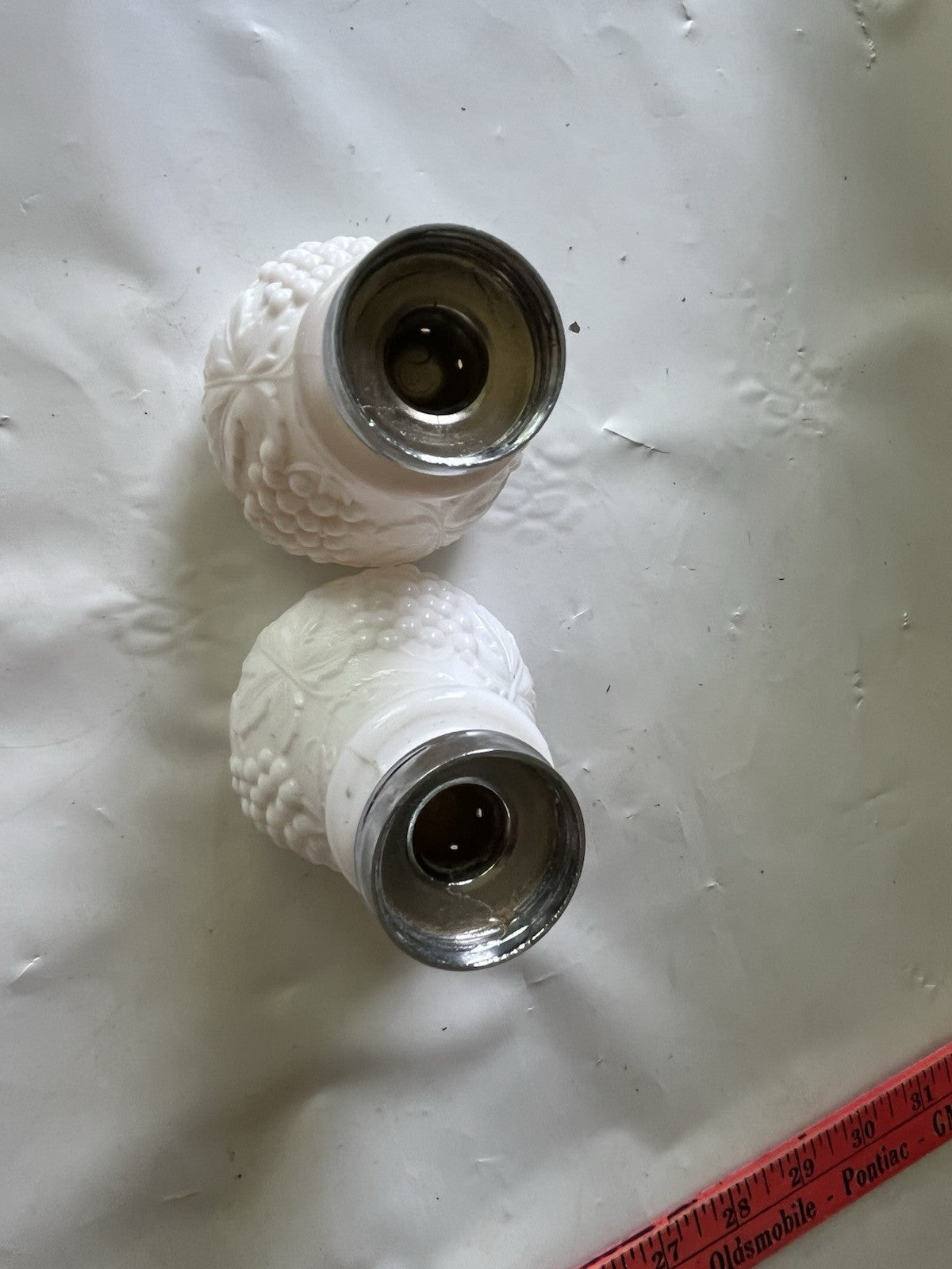 Vintage 1950s Imperial Milk Glass Grape Vine Salt and Pepper Shakers