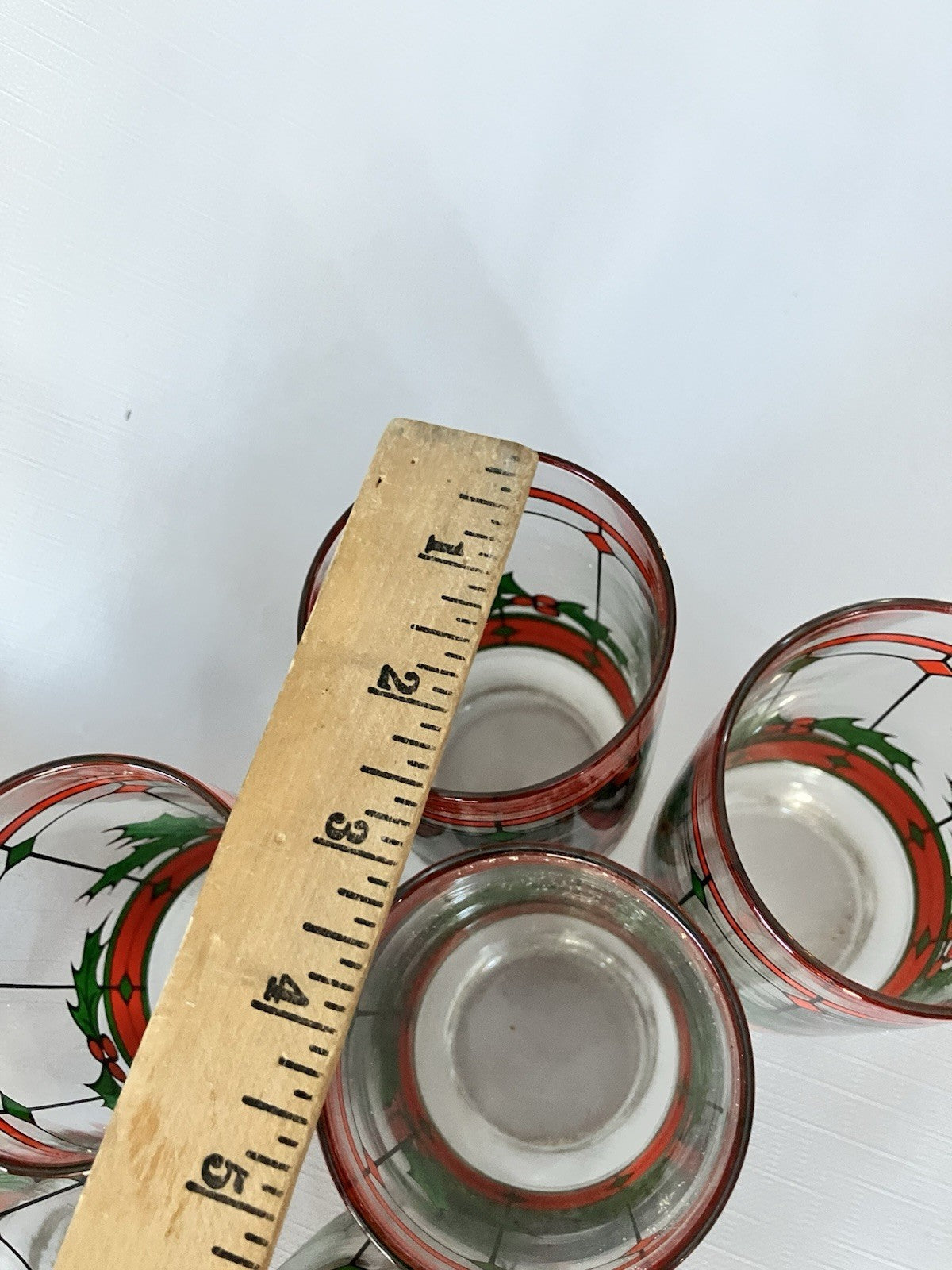 Vintage Anchor Hocking Holly Diamond Christmas Glasses Set Of 8. EVC