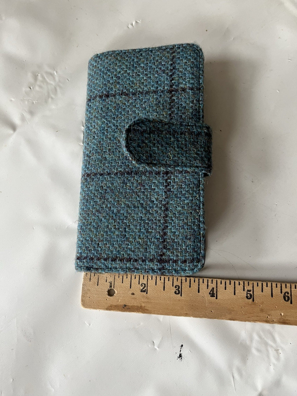 Harris Tweed Womens Blue Plaid Snap Wallet Glen Alpine Of Scotland Tag