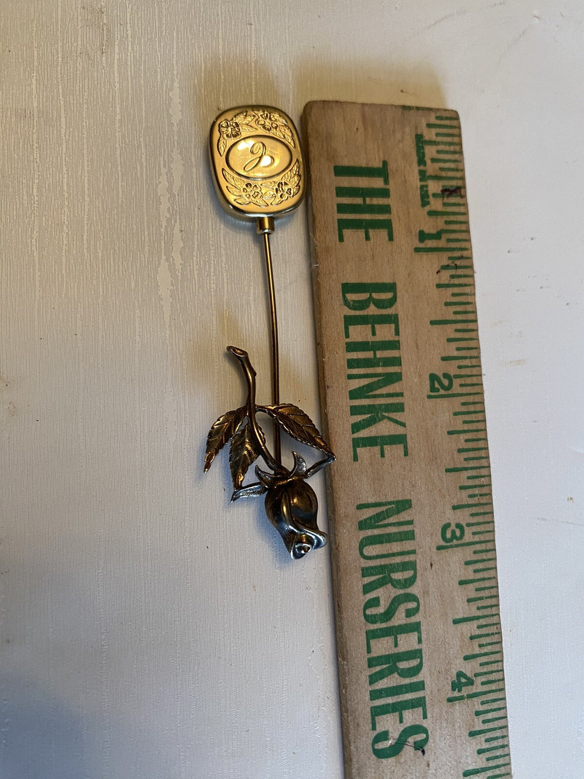 Anson Sterling Silver Rose Stick Scarf Hat Pin Gold Wash