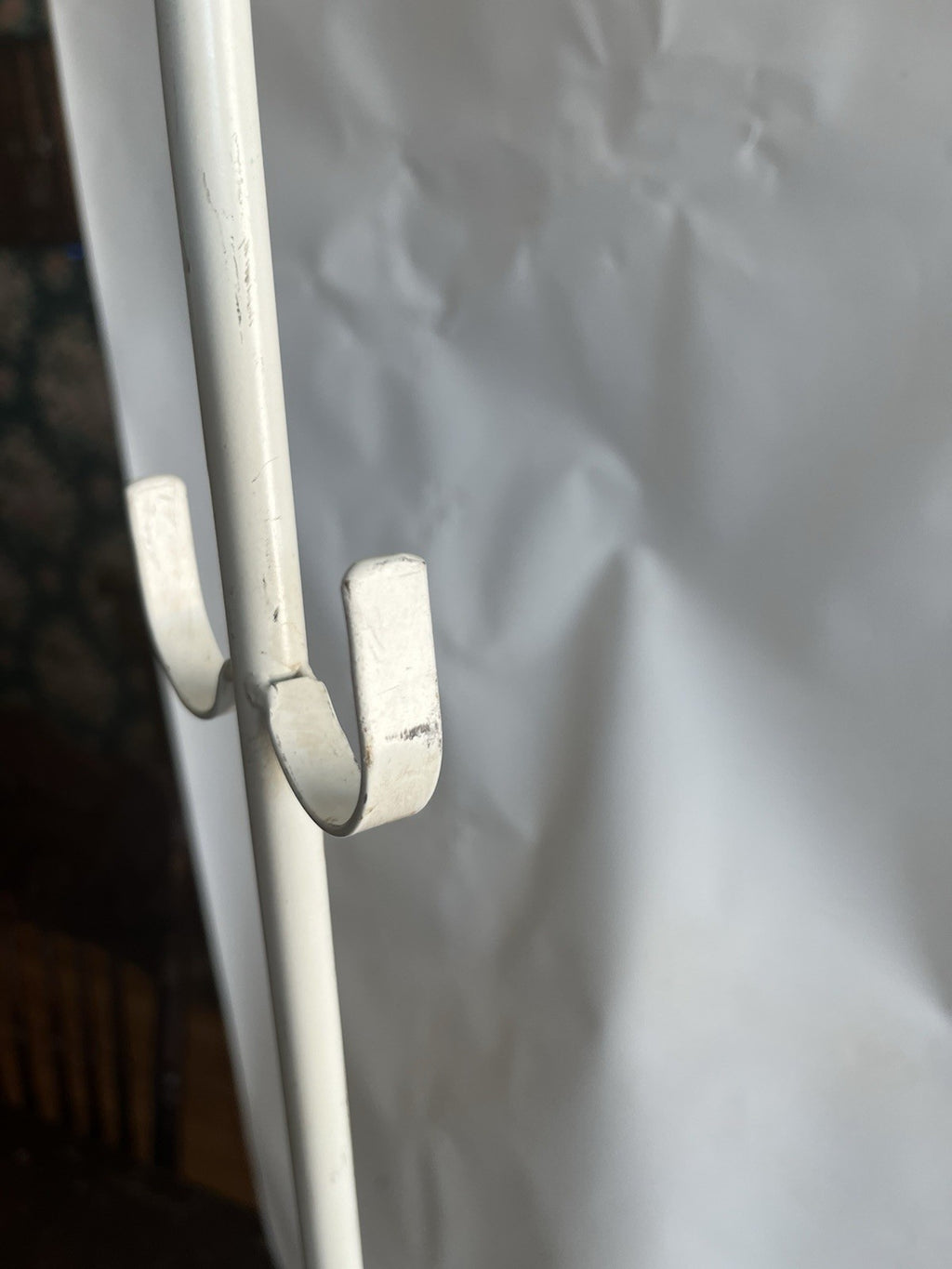 Wrought Iron Wreath Or Purse Holder Double Hooked White Antique Finish 36.5”