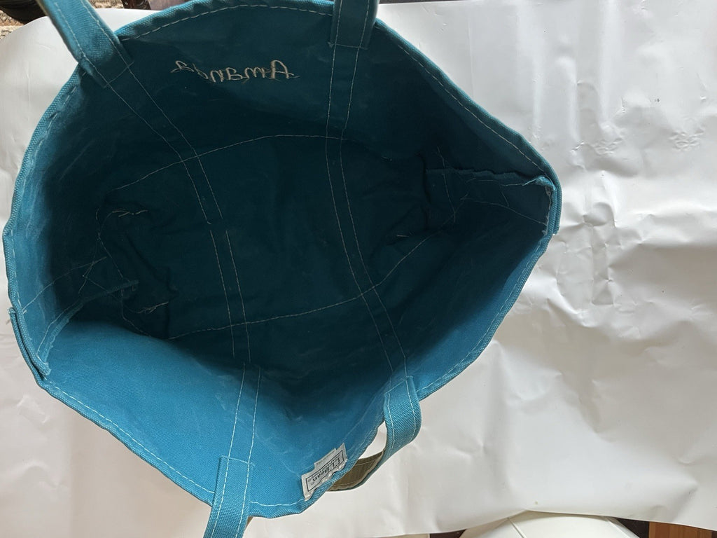 Vintage LL Bean Extra Large Host Tote In Teal And Lime “Amanda” Monogrammed 