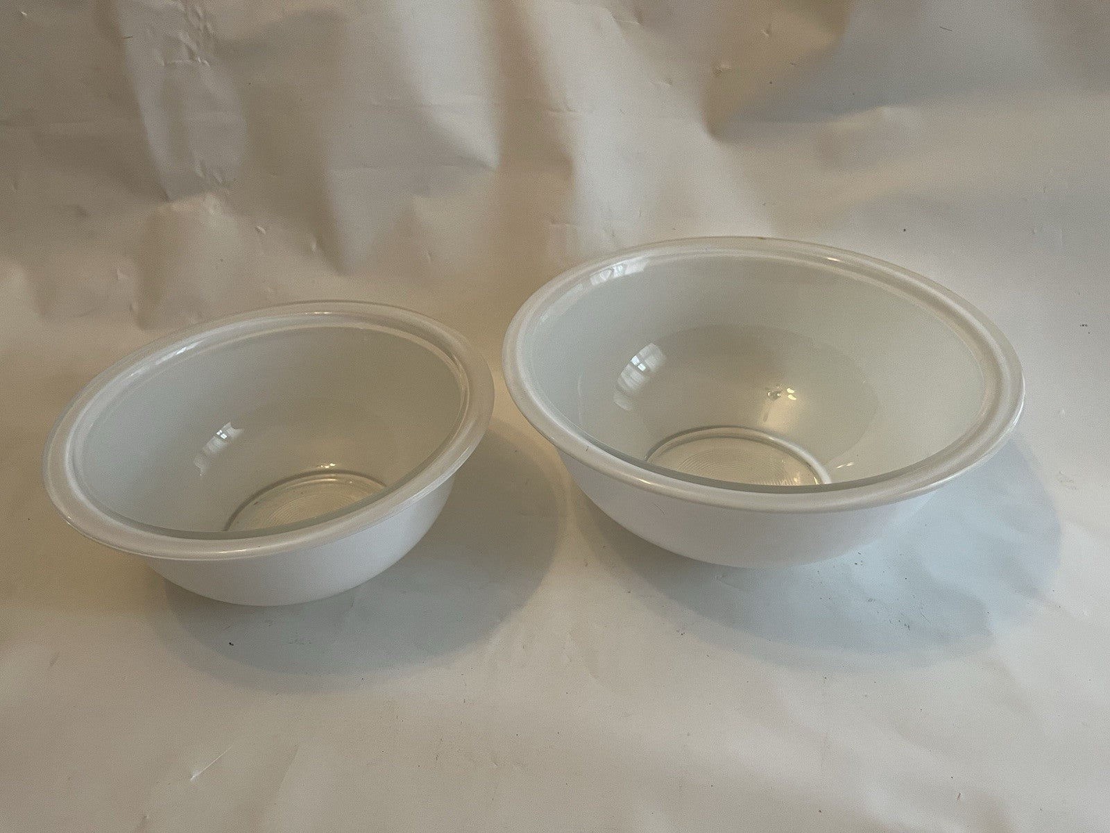 Vintage PYREX Opal White- Clear Bottom Nesting Bowls 322, 323