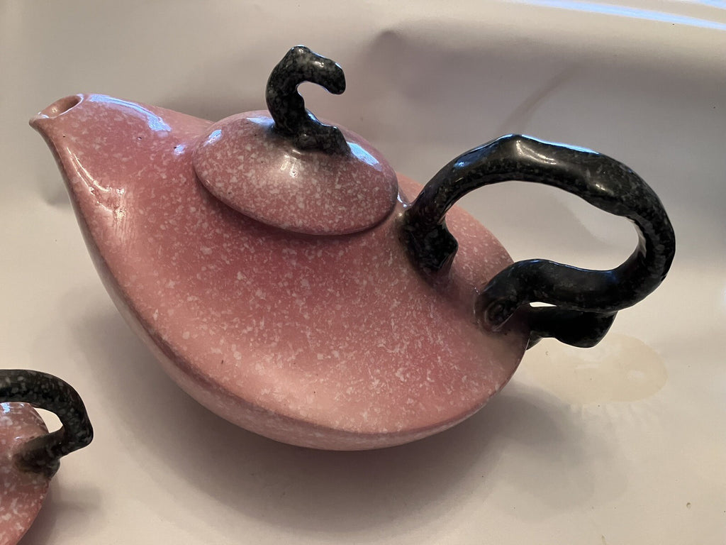 Vintage Hill Royal Pink & Black Genie Lamp Tea Pot and Creamer EVC