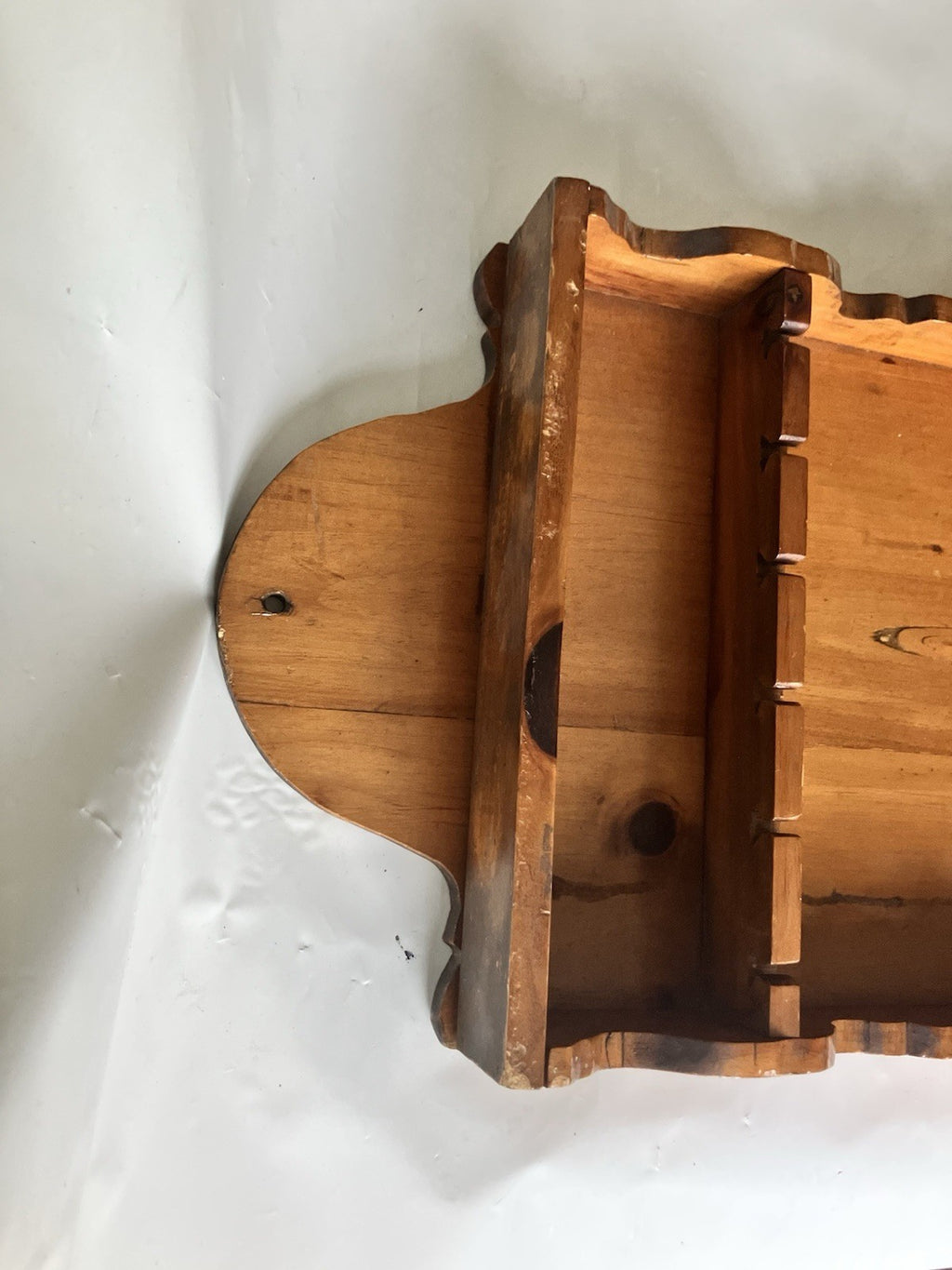 VTG Hanging Wooden Spoon Display Rack Holds 12 Spoons & Box To Hold Trinkets