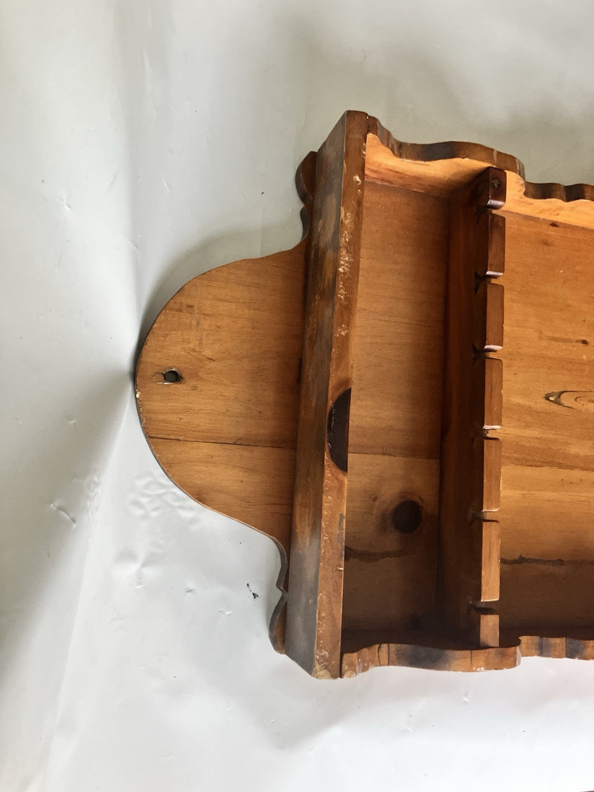 VTG Hanging Wooden Spoon Display Rack Holds 12 Spoons & Box To Hold Trinkets