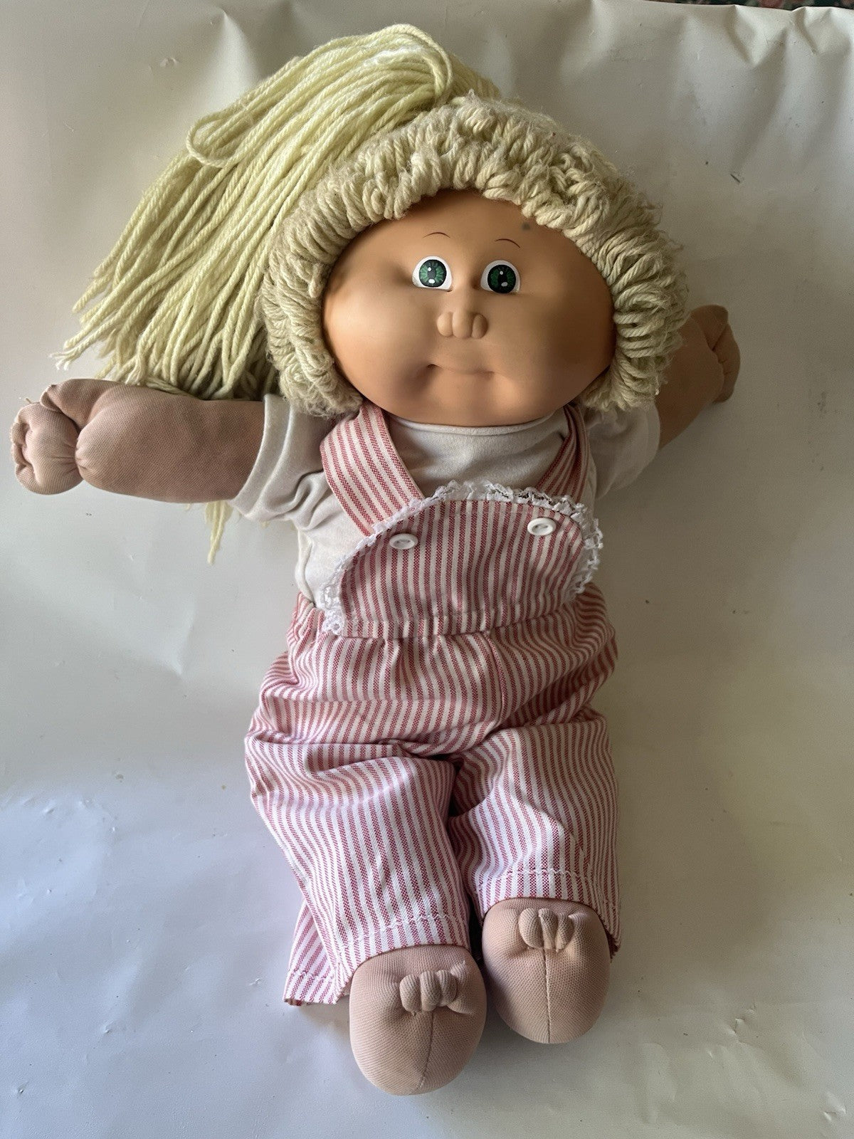 Vintage Cabbage Patch Kids 16” Blonde Girl Blue Eyes ‘78/82 HTF “Why Me?” Shirt