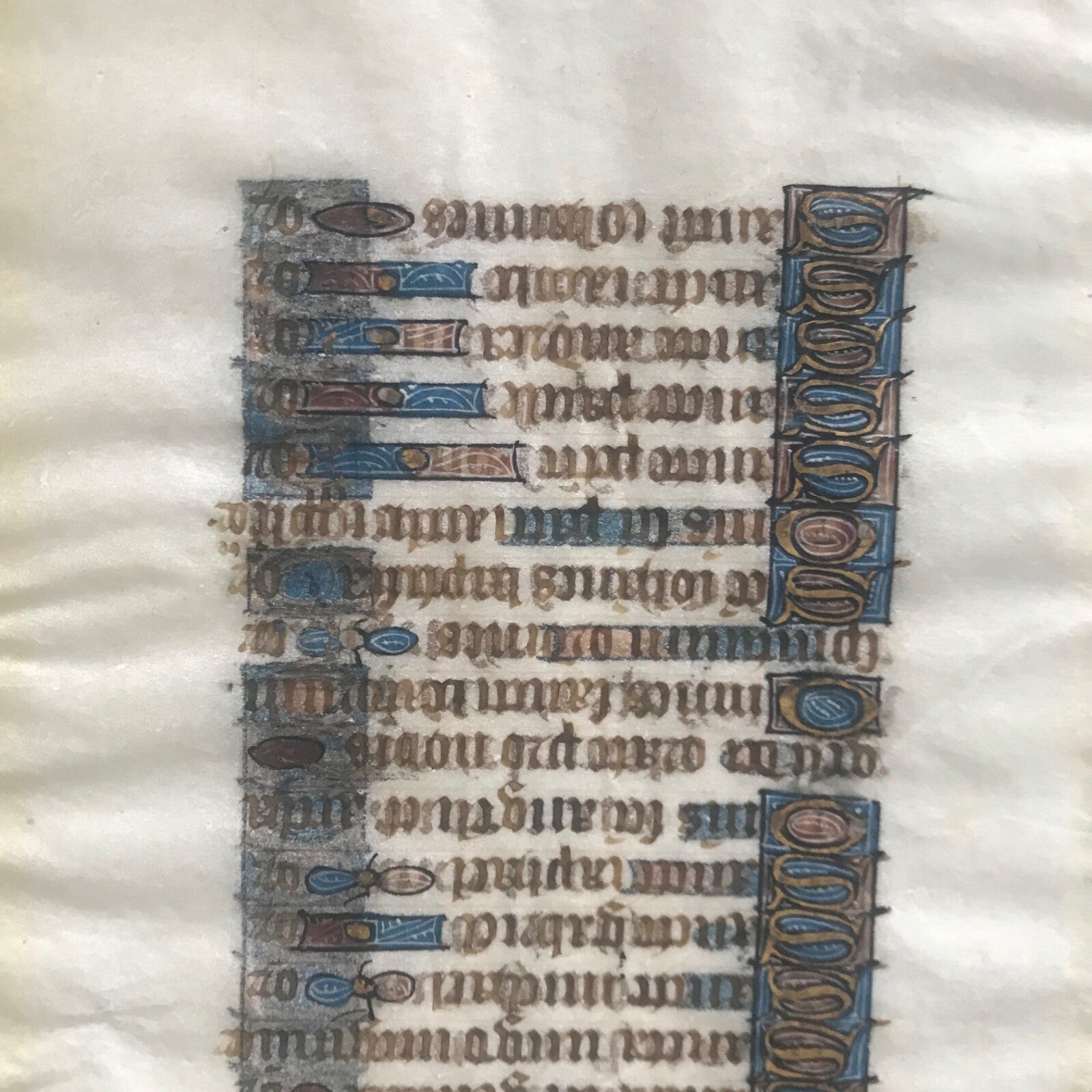 Rare 15th Century Book of Hours Page Double Sided Gold Leaf Litany