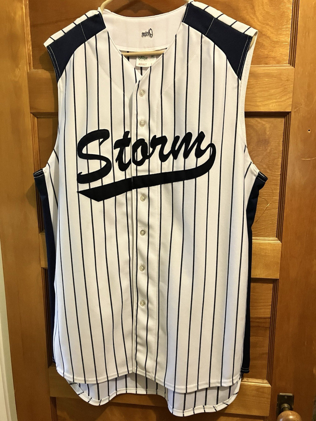 Omaha Storm Baseball White And Navy Jersey “5” In Adult Large By Gator Athletics
