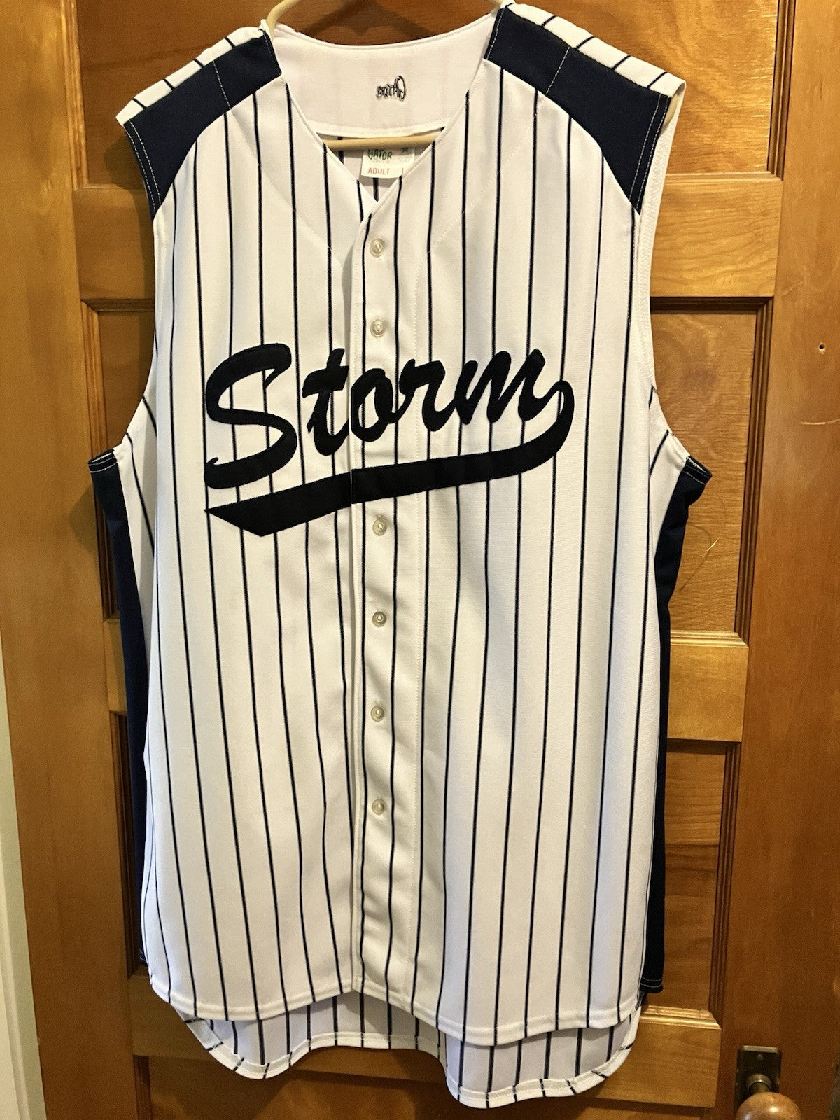 Omaha Storm Baseball White And Navy Jersey “5” In Adult Large By Gator Athletics