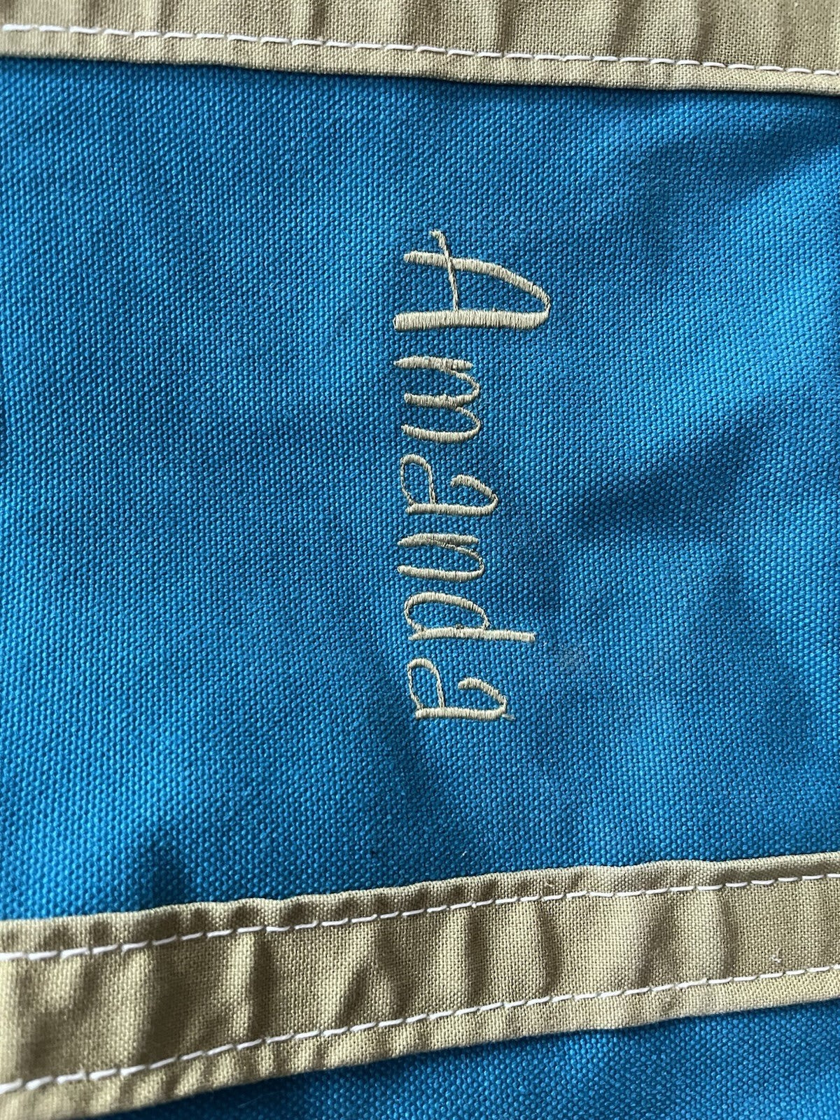 Vintage LL Bean Extra Large Host Tote In Teal And Lime “Amanda” Monogrammed 