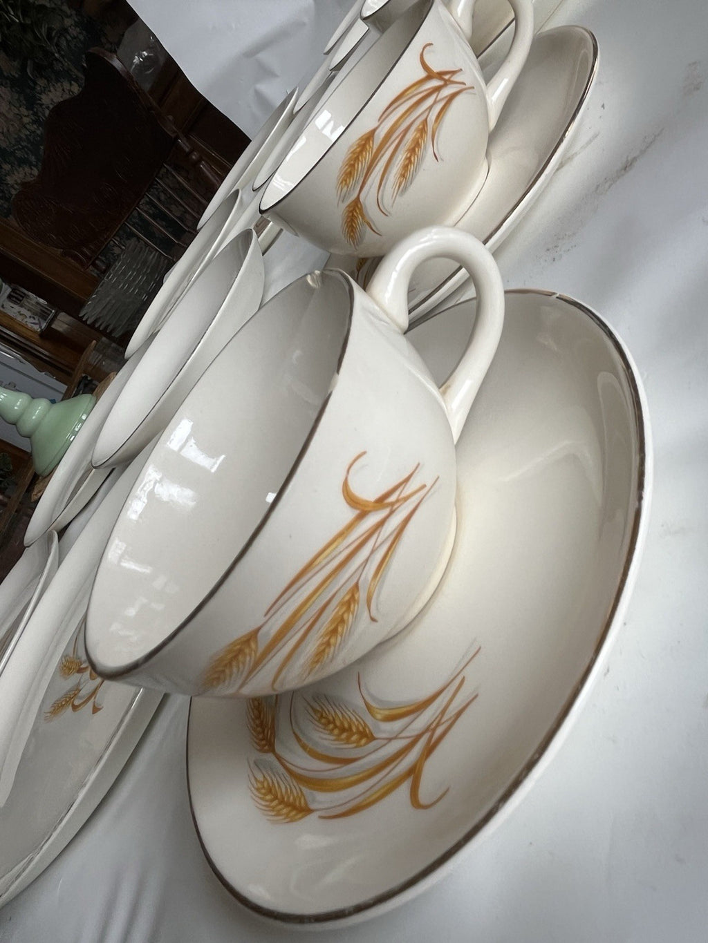Homer Laughlin Mixed LotGolden Wheat Gold Trim Plates Bowls Serving Dish 23 Pc