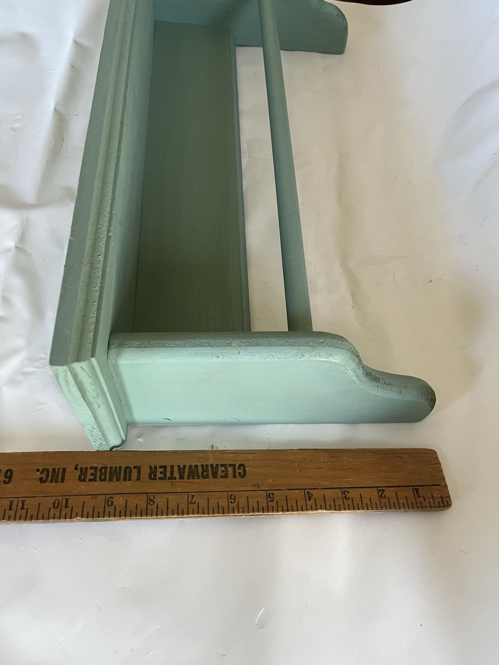 Primitive Wooden Painted Sage Green 20” Long Towel Shelf