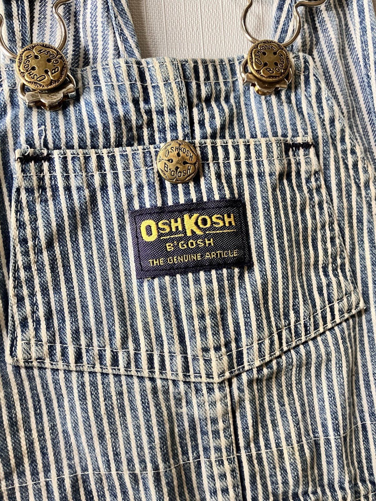 Vintage OshKosh Overalls Vestbak 3T  Bibs Pinstripe Railroad Hickory Stripe