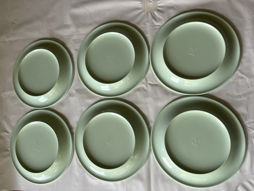 Vintage MCM 10” Sea Foam Green Boonton Melamine Dinner Plates (6) 102-10 Made NJ