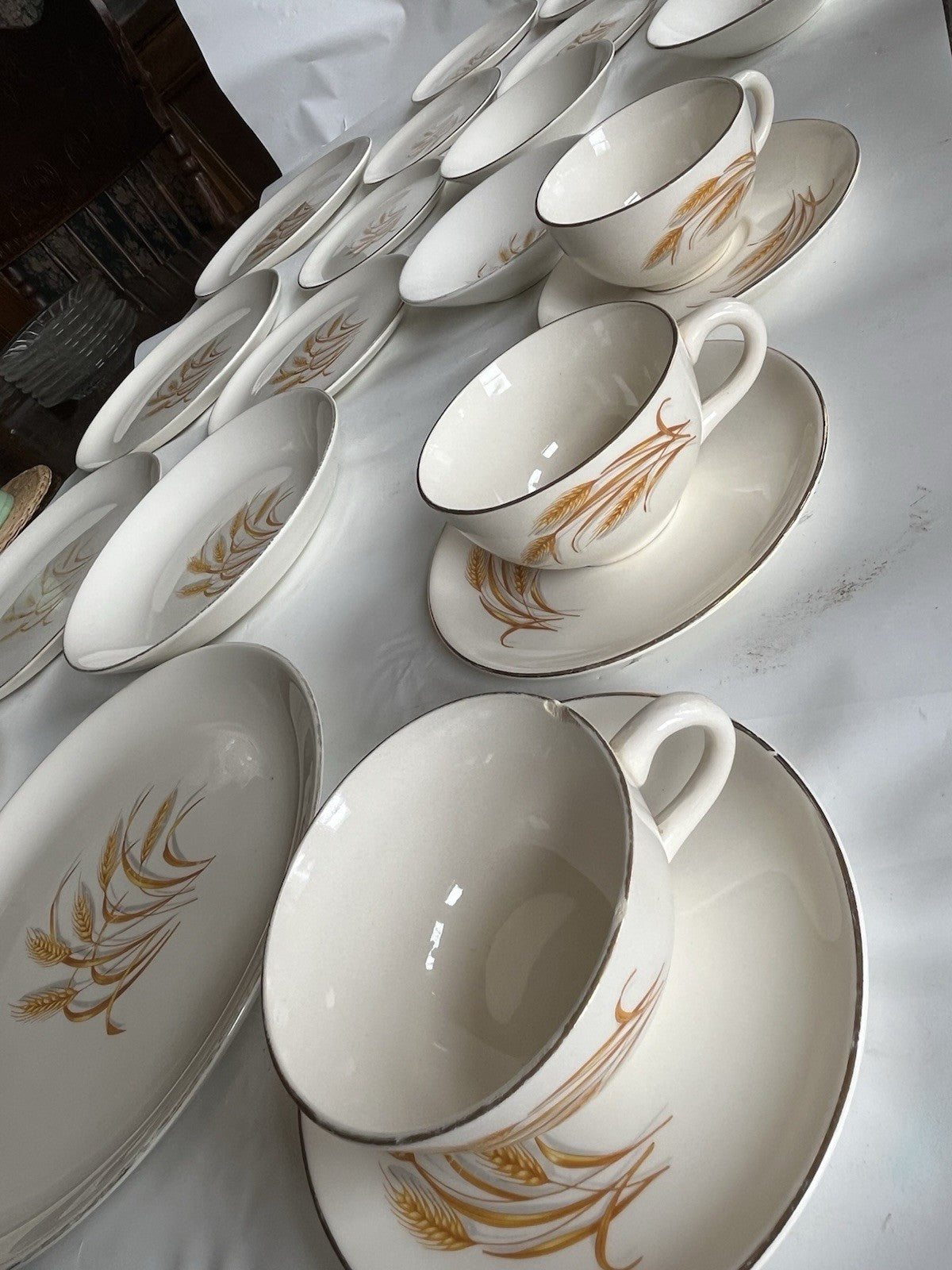 Homer Laughlin Mixed LotGolden Wheat Gold Trim Plates Bowls Serving Dish 23 Pc