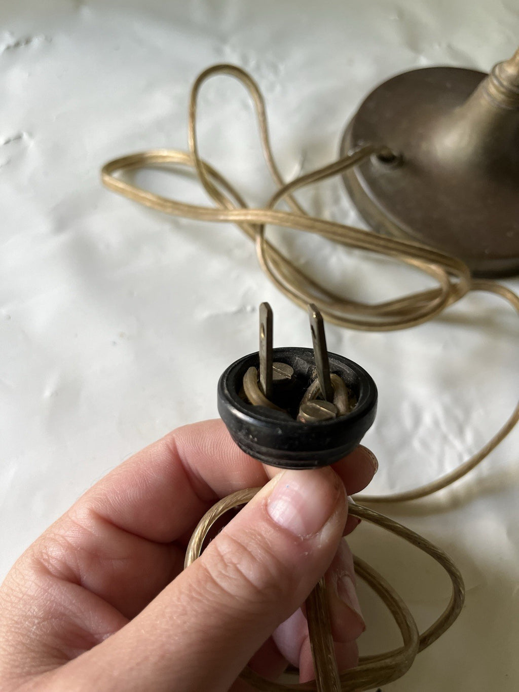 Vintage Candlestick/ Boudoir Brass Lamp, 13” Tall.
