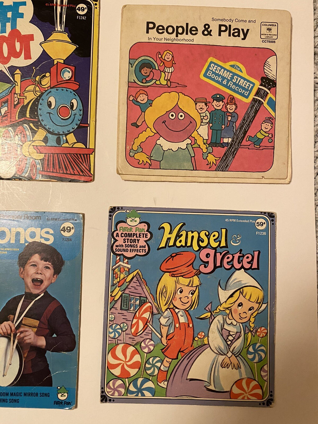 Lot of 6 Kids Books w/45 record Puff & Toot/Hansel/Sesame Street/101 Dalmations