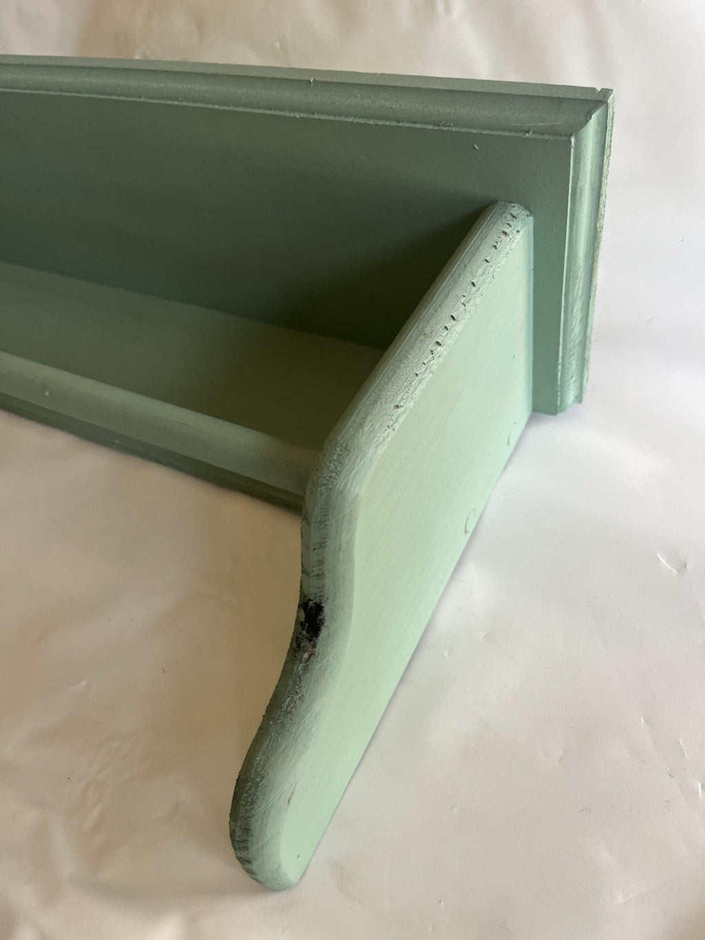Primitive Wooden Painted Sage Green 20” Long Towel Shelf