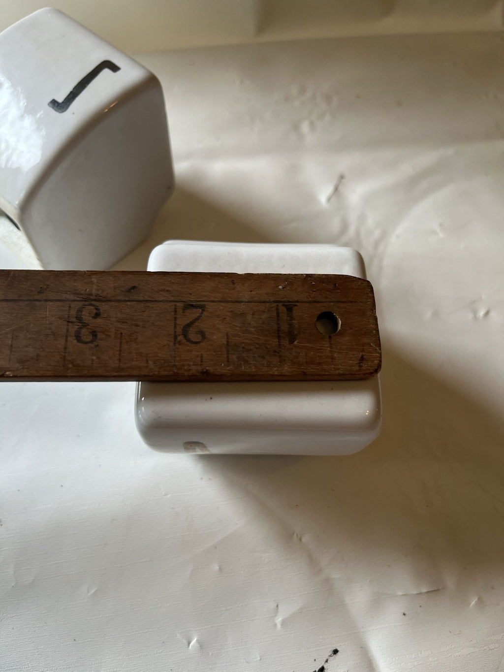 Vintage Art Deco White Silver Letters Salt and Pepper Shakers Ceramic