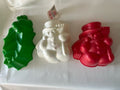 Vintage 1989 Holiday Jello-O Molds W/ Tags Snow Man And Holly