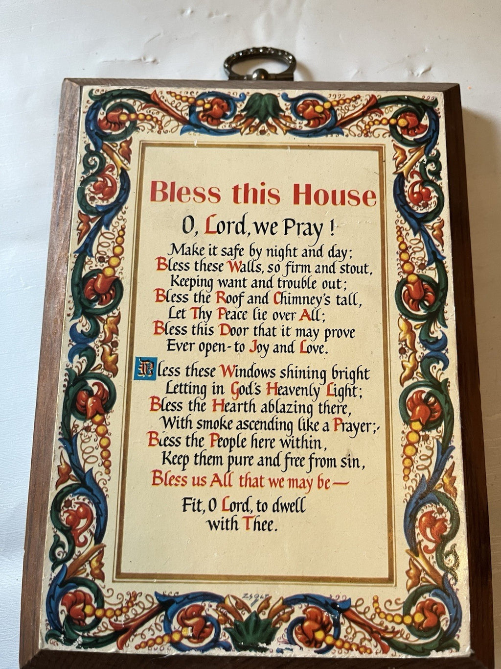 Vintage 5x7” “Bless This House” Small Wooden Wall Plaque