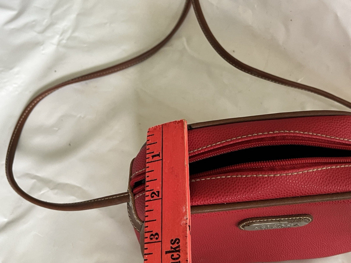 Arizona Jean Co. Red Faux Leather With Brown Details Crossbody Purse