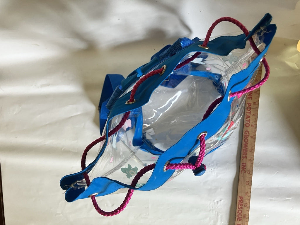 Y2K Clear Bucket Backpack, Pull Cord Care Bear  Backpack, Rare! EUC 2004 Edition