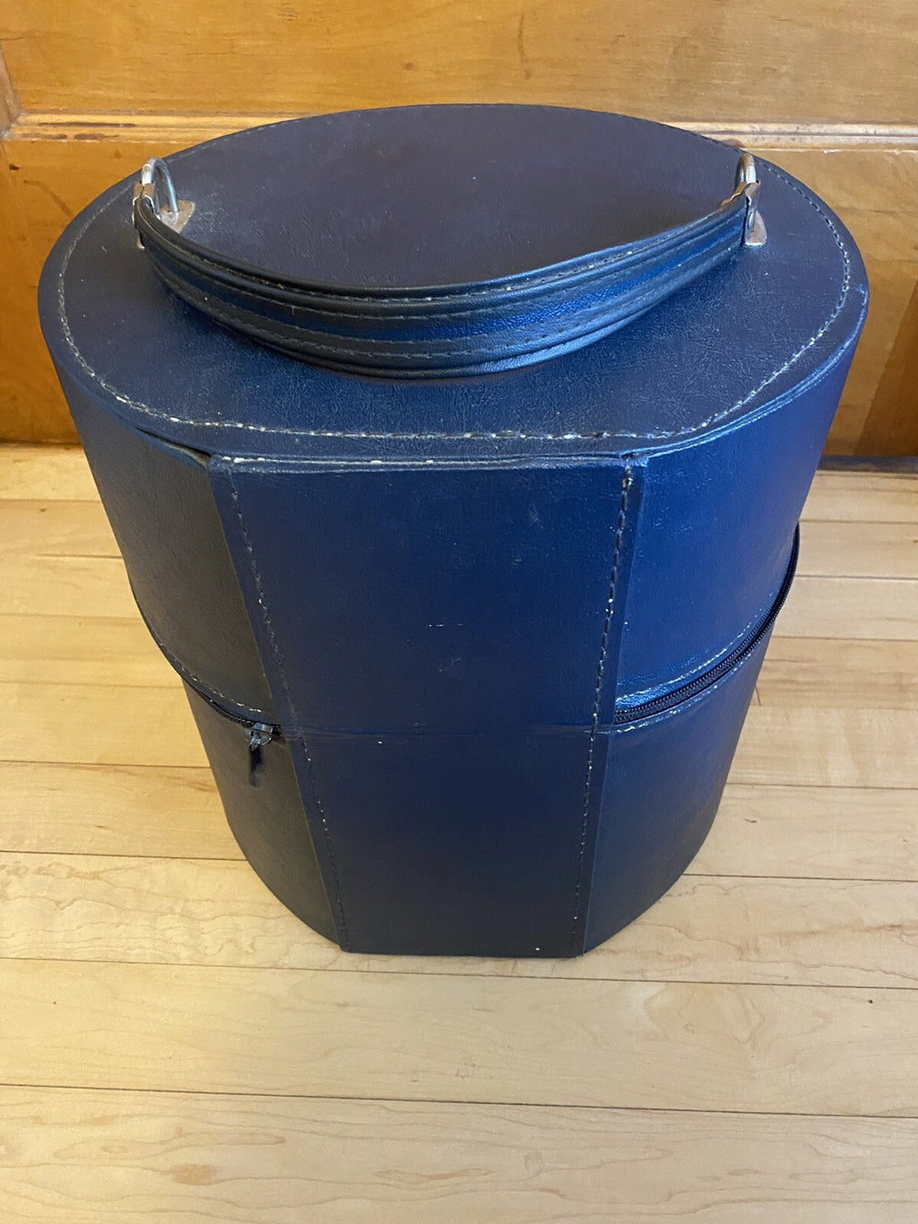 Vintage Wig Hat Travel Box Case Round with head Bagmaster Zipper 1960's