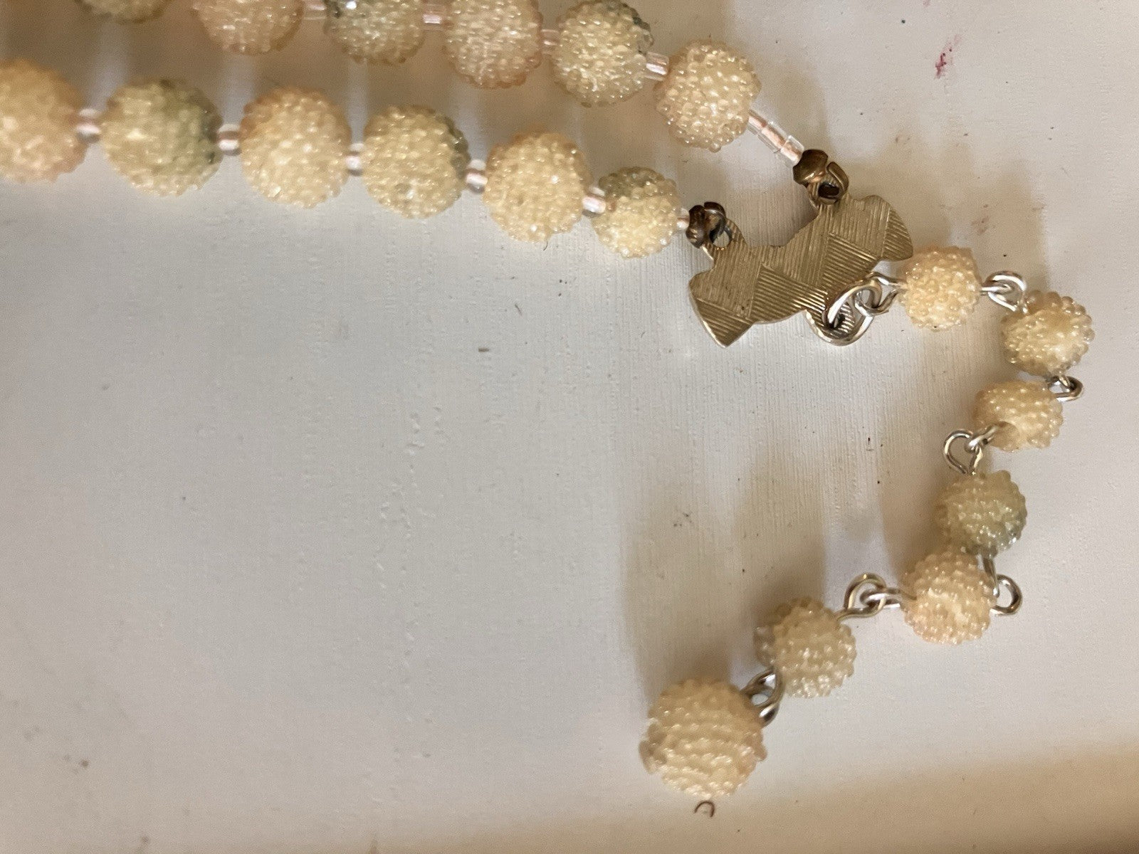 Vintage Japan Sugared Silk Ball Beaded Double Stranded Necklace