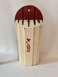 Vintage Farmhouse Red and White Knife Holder; Red Daffodil, GUC 1950s