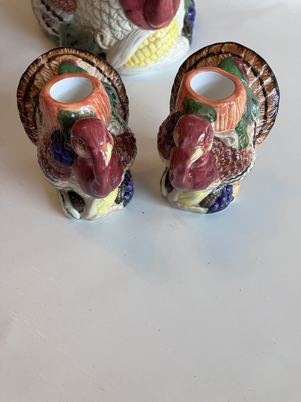Jay Import Co. Thanksgiving Themed Ceramic Basket And Candlestick Holders (1997)
