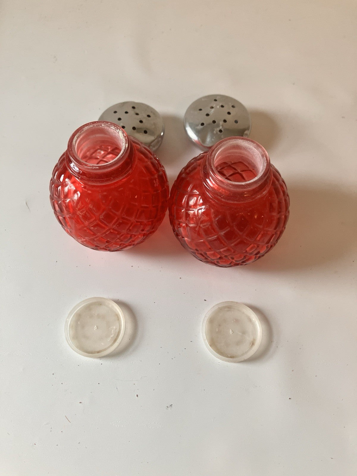 Pair Of Red Vintage Avon “Charisma” Fragrant Powder Shakers