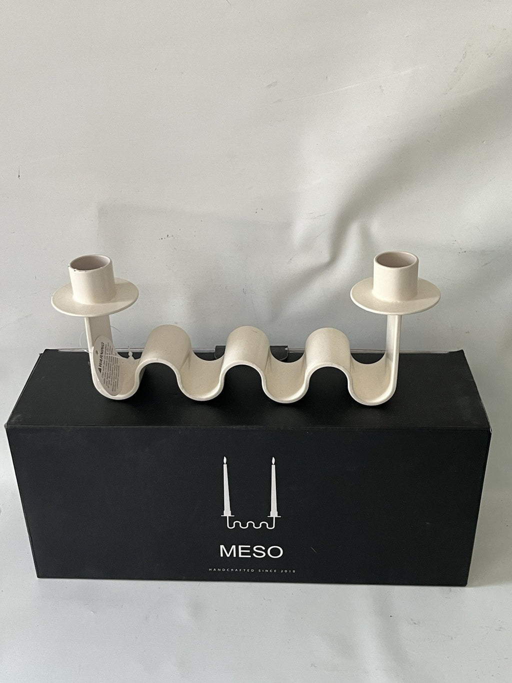 NWB MESO Goods Helen Candle Holder White Metal Abstract For 2 Candles