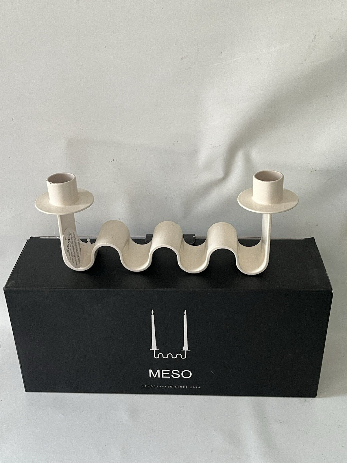 NWB MESO Goods Helen Candle Holder White Metal Abstract For 2 Candles