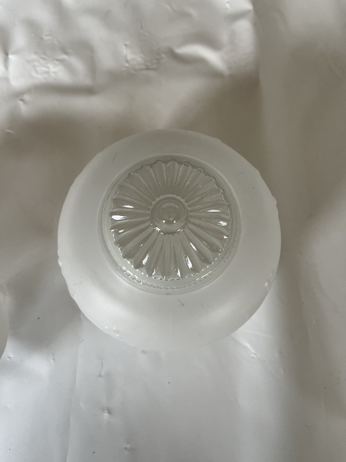 Two Vintage Heavy Glass Dome Ceiling Light Covers; Frosted And Decorative