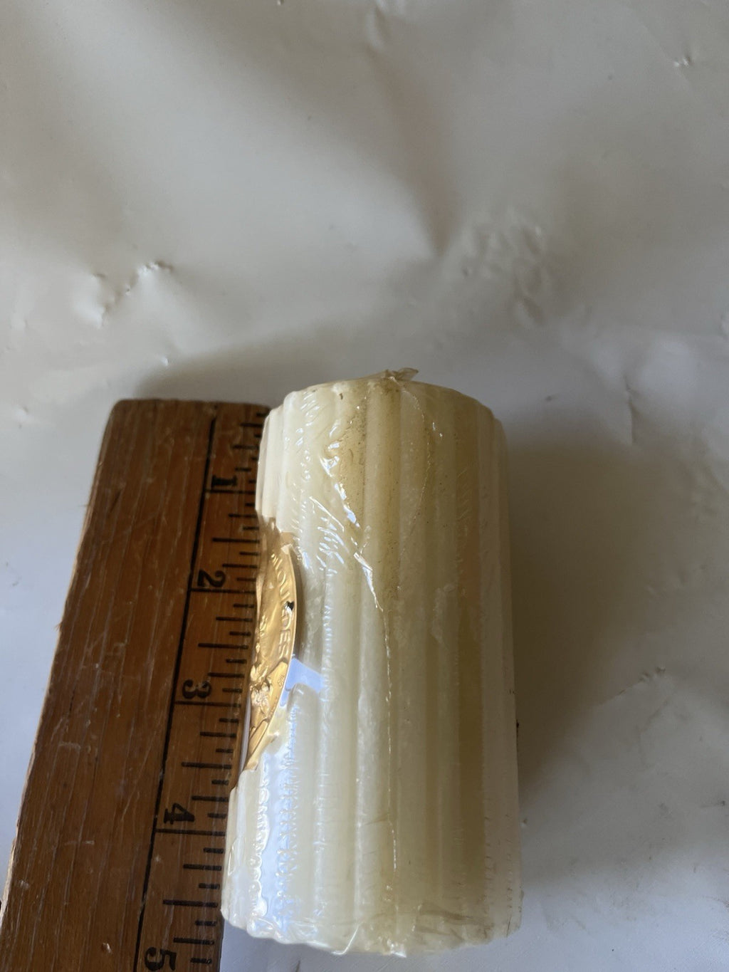 Vintage Lady Of Lourdes, Mother Mary Pillar Candle NOS Made In France 4” Tall