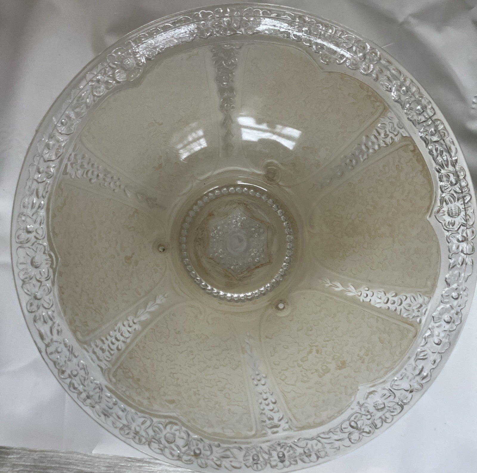 1920 Antique Embossed Floral Star Paneled Hanging Ceiling Chandelier Light Shade