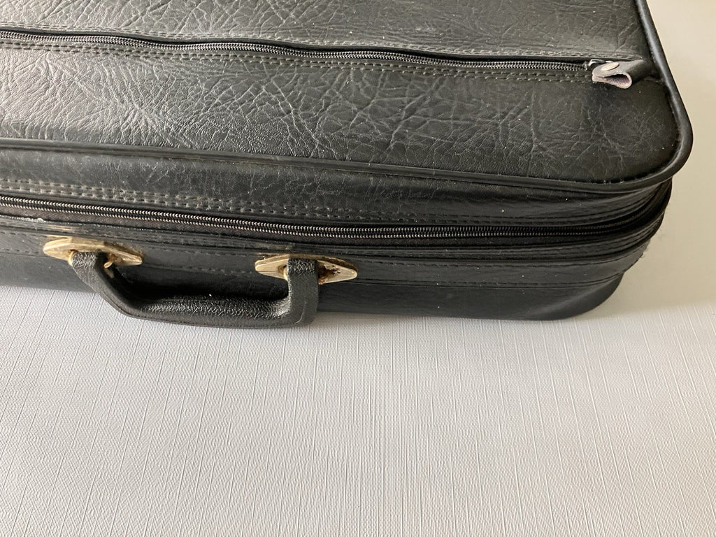 Vintage Woolworth  Black Leather Small Suitcase 