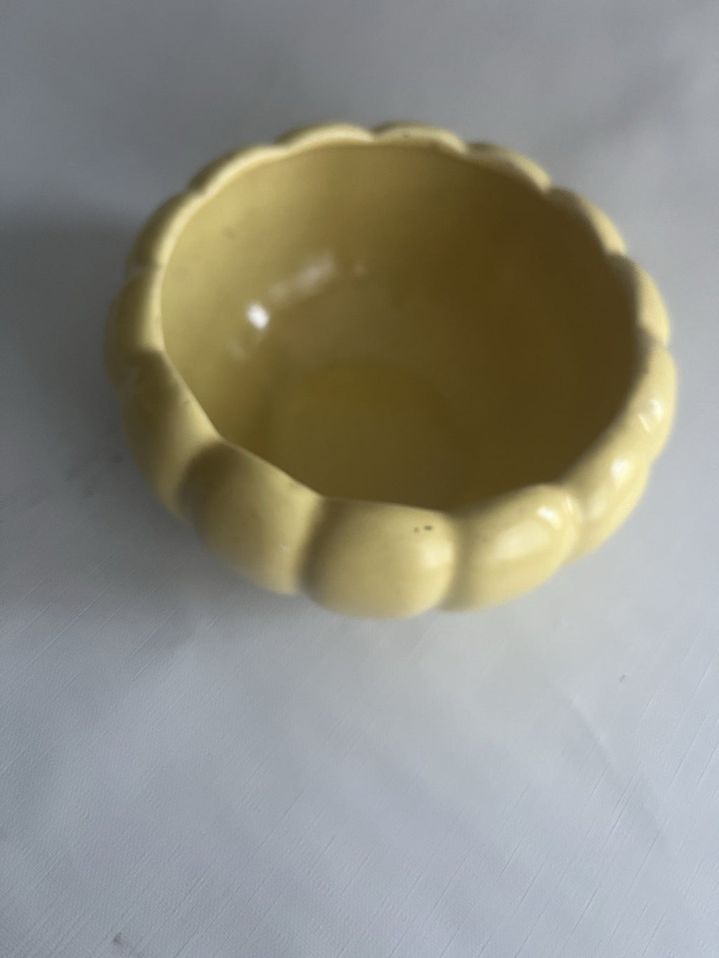 Vintage Yellow Ceramic Scalloped Bowl/Planter U.S.A Ceramic