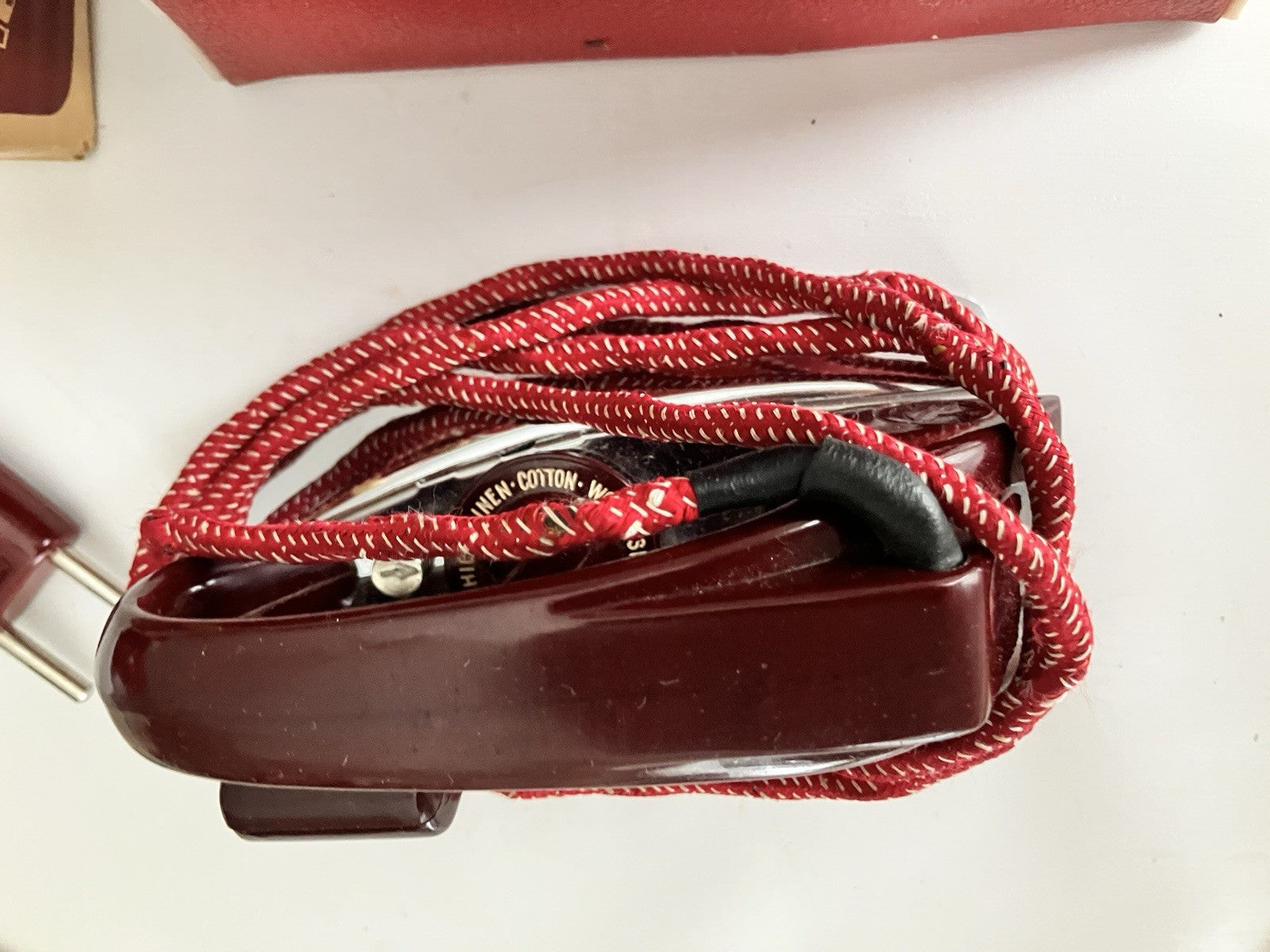 1950s German Zoeller Maroon Travel Iron W/ Original Box, Paper EVC, Never Used