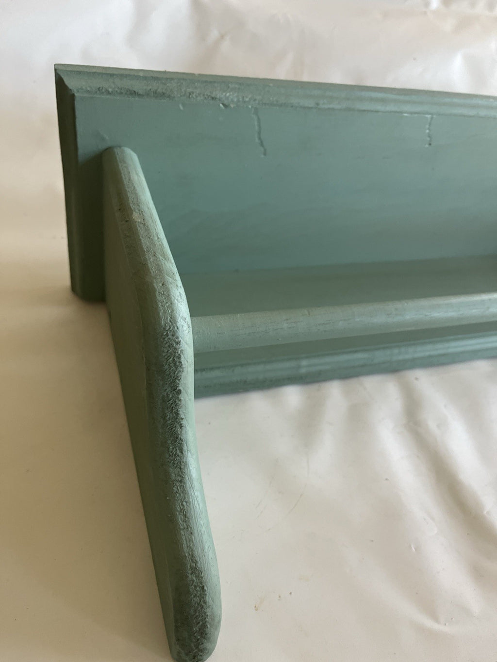 Primitive Wooden Painted Sage Green 20” Long Towel Shelf