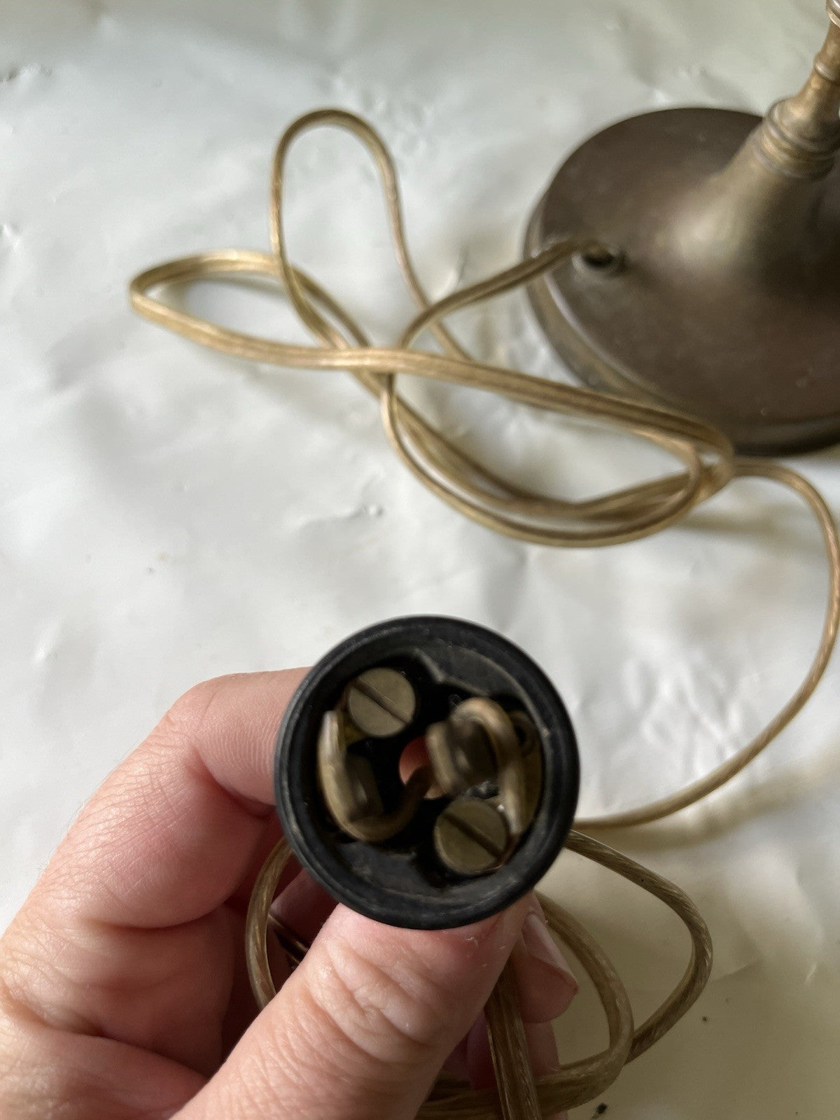 Vintage Candlestick/ Boudoir Brass Lamp, 13” Tall.